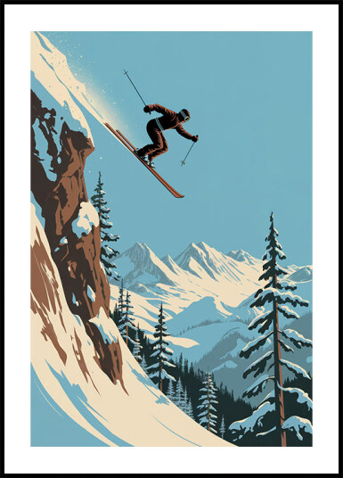 Skier Jumping Plakat Plakat / 30x40cm
