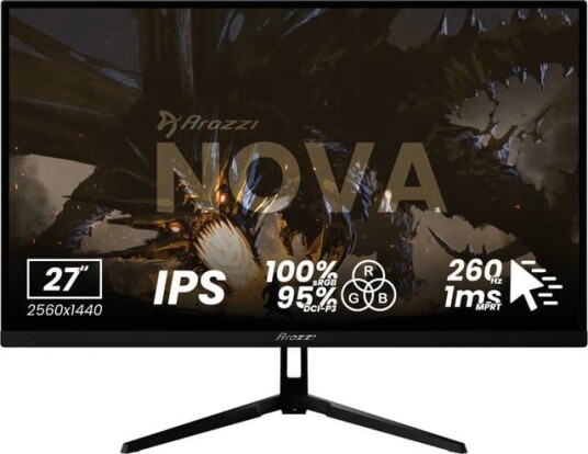 Arozzi Nova 27" QHD/IPS/260Hz/1ms gamingskjerm svart AZ-NO-27T2K260-BK