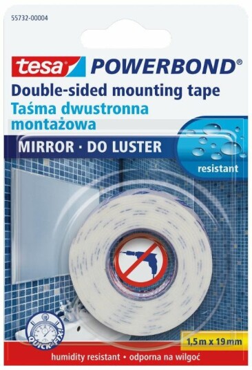 Tesa Powerbond Speiltape Til Baderom 1,5m x 19mm