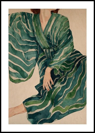 Green Kimono Flow Plakat / 70x100cm