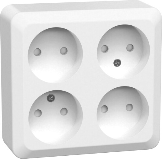 Gelia Connect 2 Home Stikkontakt 4-veis, utenpåliggende, ujordet