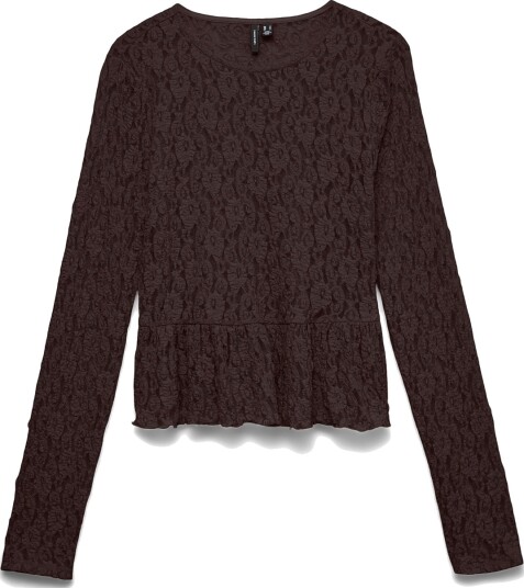Vero Moda Vmflora Ls Peplum Top Jrs   Brown   XS
