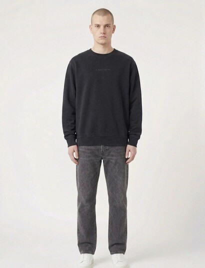 A QUESTION OF Ollie Crewneck Acid Wash   Black   S