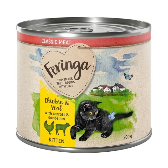 Feringa Økonomipakke Meny Kitten 24 X 200 G Kylling & Kalv Med Gulrøtter