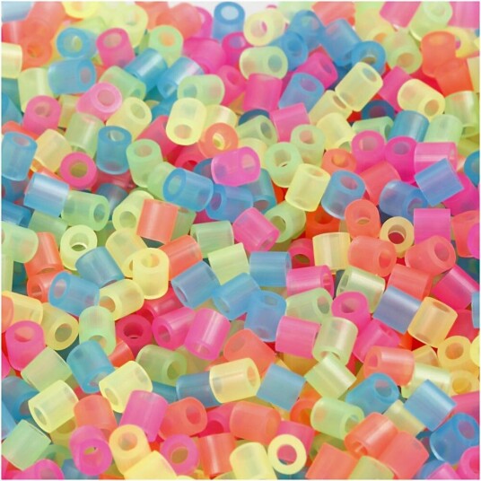 Nabbi Rørperler, Str. 5x5 Mm, Hullstr. 2,5 Mm, 6000 Ass., Neonfarger