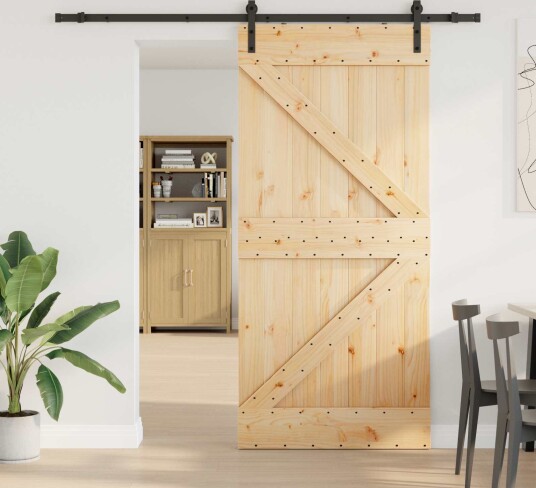 vidaXL Skyvedør NARVIK Naturlig og svart 90 x 210 cm 213,5 cm