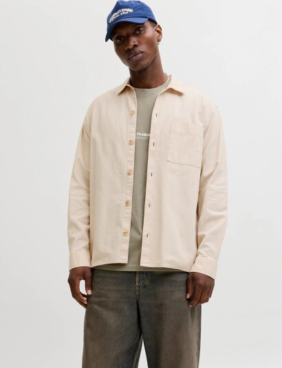 Jack & Jones Jjetristan Overshirt Ls Ln   CreaM