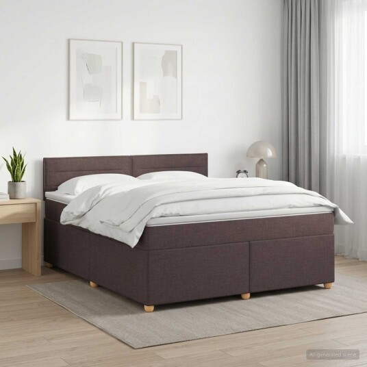 vidaXL Kontinentalseng med madrass Mørk brun 140 x 200 cm Stoff