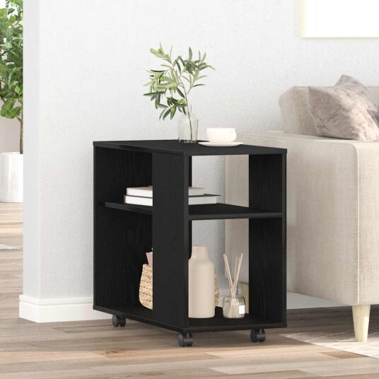  Sidebord svart eik 70x35x60 cm konstruert tre