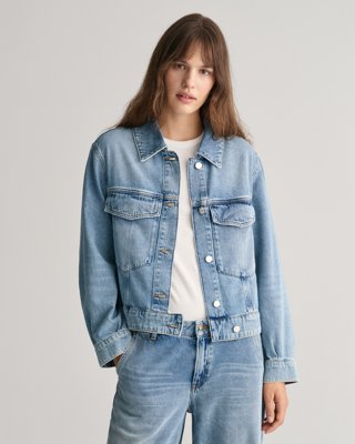 Gant Cropped denimjakke MID BLUE BROKEN IN M Gant Cropped denimjakke MID BLUE BROKEN IN M