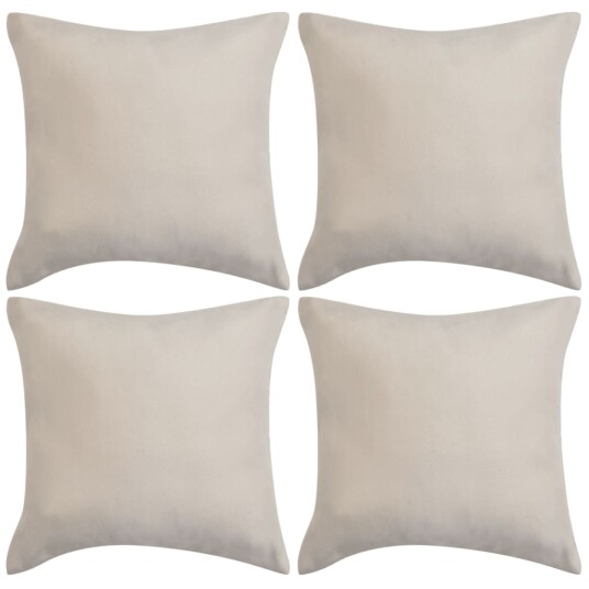 vidaXL Putetrekk 4 stk 40x40 cm Polyester Imitert Semsket Skinn Beige