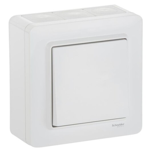 Schneider Electric WDE002975 Strømbryter utvendig, IP44, hvit Trapp/1 pol