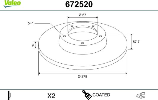 VALEO 672520 Bremseskive