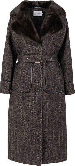 Coster Copenhagen Kåpe Coat with fur collar Brun Coster Copenhagen Kåpe Coat with fur collar Brun