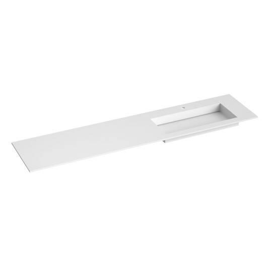 Korsbakken Corian Sidestilt Med Flat Bunn Hvit Matt 200cm Høyre