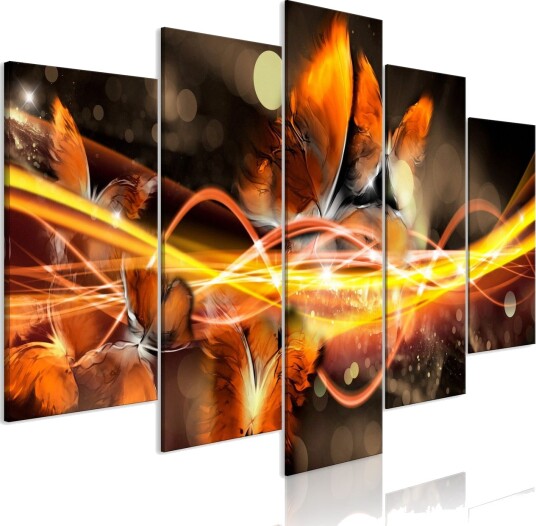 Bilde Swarm Of Butterflies 5 Parts Wide Orange 100x50 Artgeist sp. z o. o.