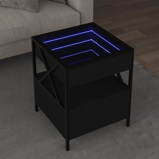 Salongbord med Infinity LED svart 40x40x51 cm 847717 Salongbord med Infinity LED svart 40x40x51 cm 847717