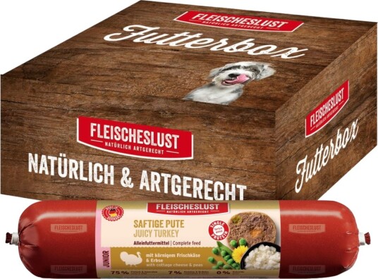 Fleischeslust Våtfôr Junior Classic Saftig Med Cottage Cheese & Erter Kalkun 8 X 400 G