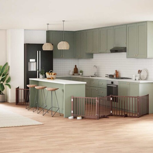 vidaXL Hundeport sammenleggbar 10 paneler brun 800 cm poppeltre