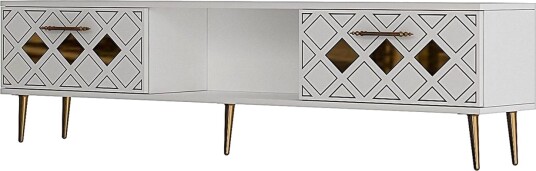 Ilna TV-benk 150 cm - Hvit/Gull