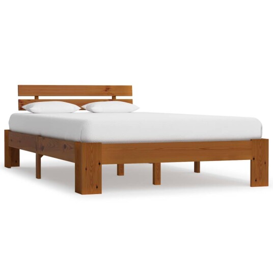 vidaXL Sengeramme honningbrun heltre furu 120x200 cm