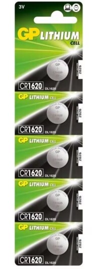 GP CR1620 3V Litium Knappcellebatteri 5-pakning