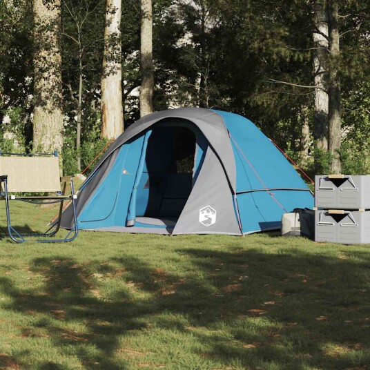 Campingtelt 4 personer blå vanntett