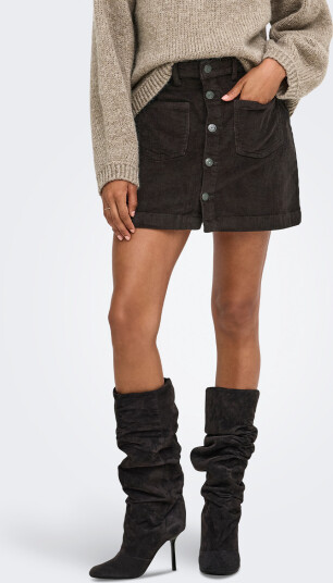 Only Amazing Global High Waist Cord Skirt Sort M