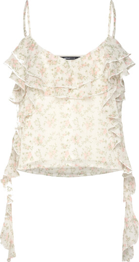 Gina Tricot Frill Singlet - Multi/patterned - L