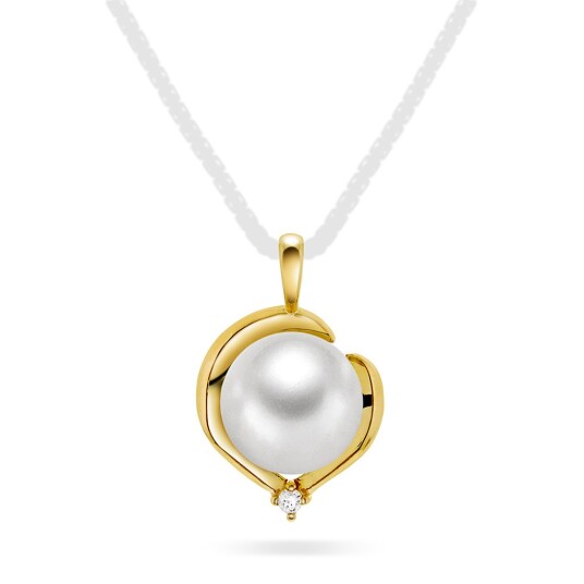 Pan Jewelry Anheng i 585 gult gull med ferskvannsperle og zirkonia Pan Jewelry Anheng i 585 gult gull med ferskvannsperle og zirkonia