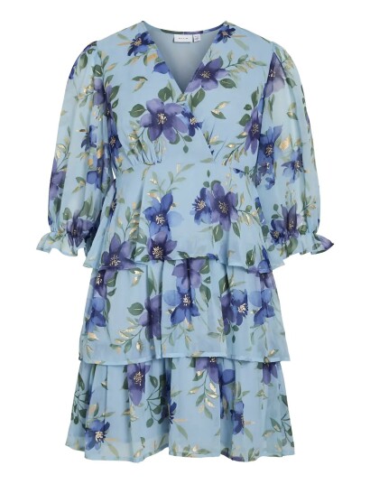 Vila Vimagnolia 3/4  Neck Short Dress/Dc/Ka   Blue   36