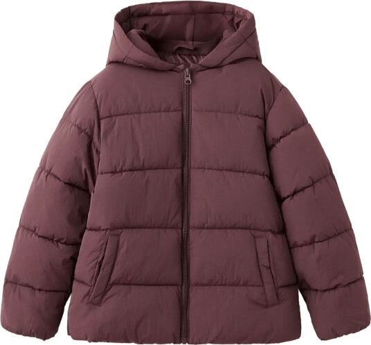 Mango Hood Puffer Coat Burgundy 146