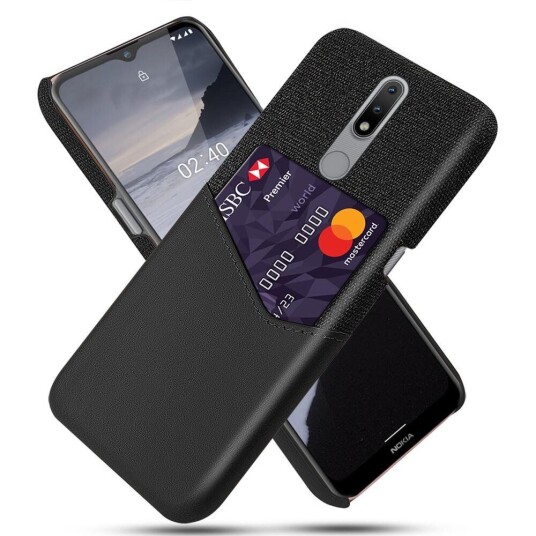 INCOVER Nokia 2.4 Polstret Plastikk Deksel m. Kortholder av PU Skinn - Sort
