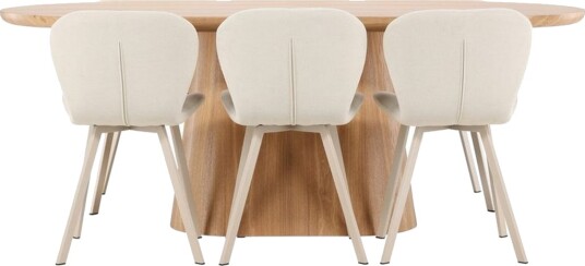 Spisegruppe Stjärnö 200x90 cm Natur med 6 stk Lilja Stoler -