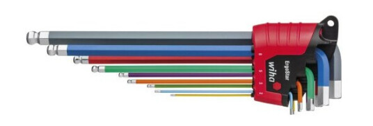 Wiha 43849, L-Formet Unbrakonøkkelsett, Metrisk, 9 Stk, 1,5,2,2,5,3,4,5,6,8,10 Mm, 9,1 Cm, 10,1 Cm