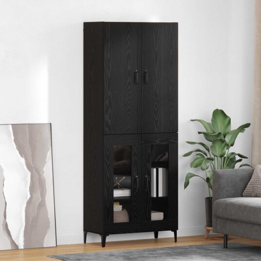 Høyskap Veggmontert Svart Eik 69,5 x 34 x 180 cm Konstruert tre