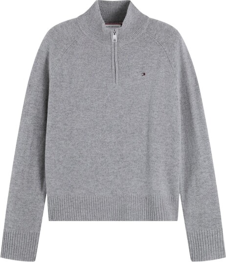 Tommy Hilfiger Soft Wool Jersey Reg Zip Swt MEDIUM GREY HEATHER L