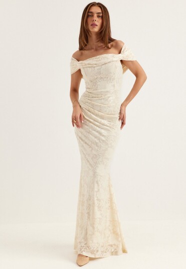 Off Shoulder Burnout Gown