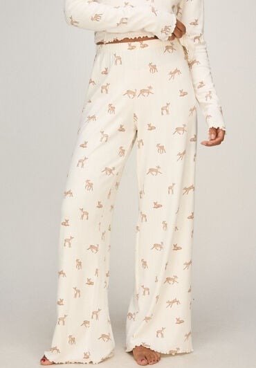Hunkemöller Pyjamasbukse Loose Pointelle Hvit