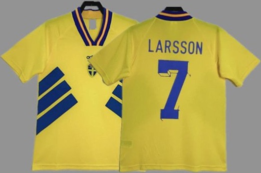 Sverige 1994 Retro Hjemmedrakt Nr. 7 Larsson VM 2026 Voksen L