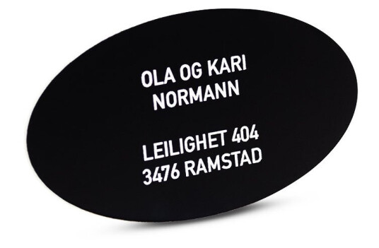 Postkasseskilt ovalt svart Postkasseskilt ovalt svart