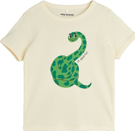 Mini Rodini T-skjorte - Snake Opp - Offwhite - Mini Rodini - 68/74 - T-skjorte - Hvit - 68-75