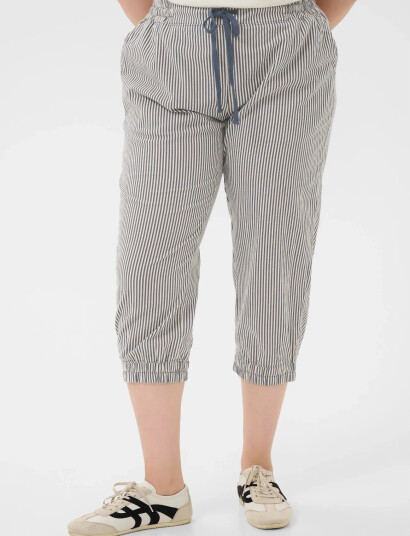 Kaffe Curve Kcnana Striped Capri Pants - Navy - 48 Kaffe Curve Kcnana Striped Capri Pants - Navy - 48