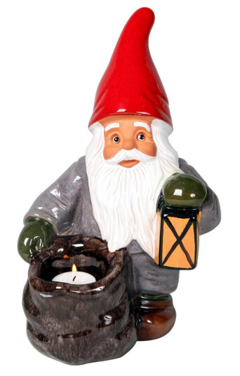 Rolf Berg Keramik Nisse med lykt og sekk 30 cm