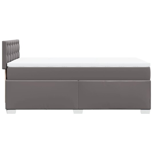 Seng med madrass boksfjær grå 90x200 cm kunstlær 3286106