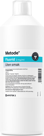 Metode Fluorid tannskyll 2 mg/ml uten smak 1000 ml