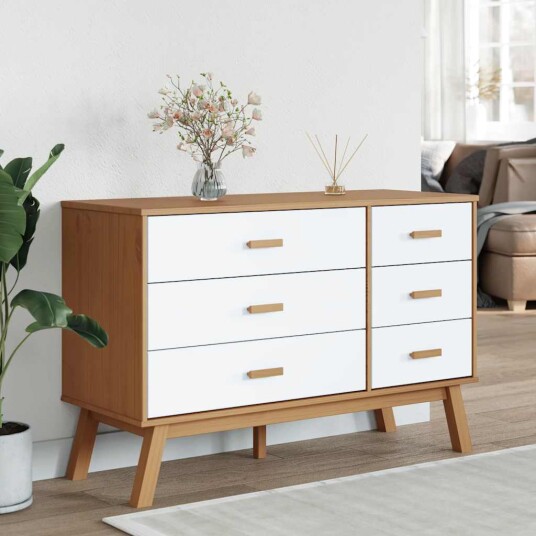  Kommode OLDEN hvit og brun heltre furu 8721012133648