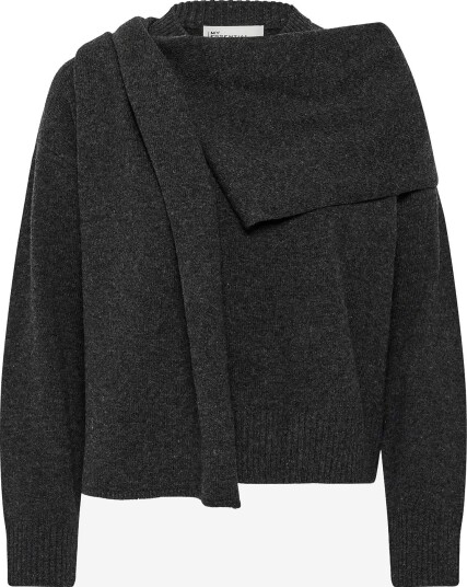 My Essential Wardrobe Mwtracy Knit Scarf Pullover DARK GREY MELANGE M My Essential Wardrobe Mwtracy Knit Scarf Pullover DARK GREY MELANGE M
