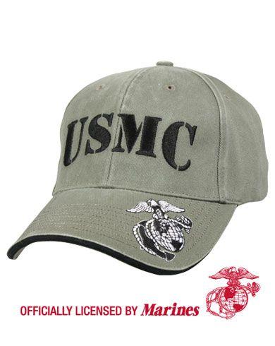 Rothco Vintage Baseball Cap med USMC Olive Grønn, Oliven Rothco Vintage Baseball Cap med USMC Olive Grønn, Oliven