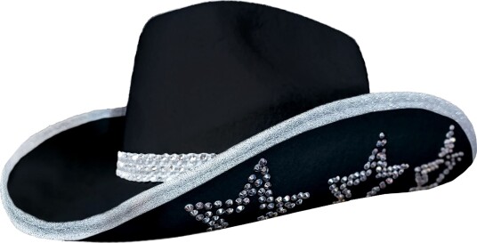 Espa Cowboyhatt med strass-stjerner svart One size 50694
